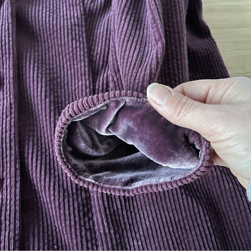 J. Jill Wide Wale Corduroy Velvet Trip Chore Jacket Coat Purple Plum Shacket - Picture 11 of 13